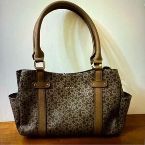 DKNY signature logo brown satchel shoulder bag